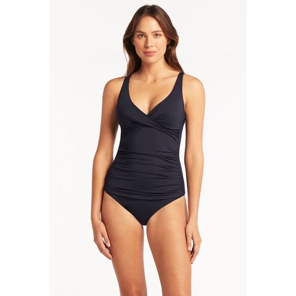 Sea Level Cross Front Tankini Swim Sleeveless Eco Essentials Size 8 NWT - Picture 1 of 13